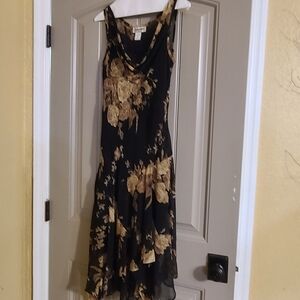 Black and tan ladies cocktail dress